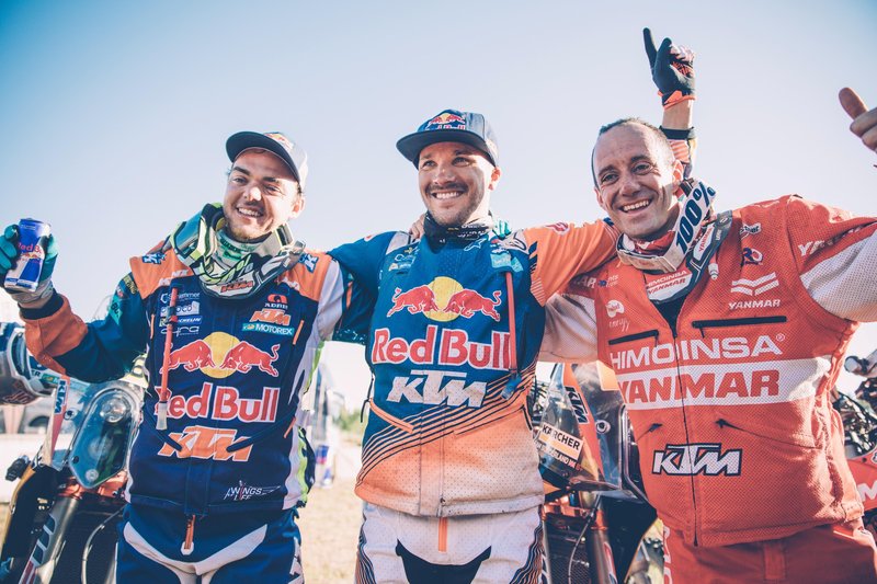 Sam Sunderland (GBR) of Red Bull KTM Factory Team at the finish line of stage 12 of Rally Dakar 2017 from Rio Cuarto to Buenos Aires, Argentina on January 14, 2017.